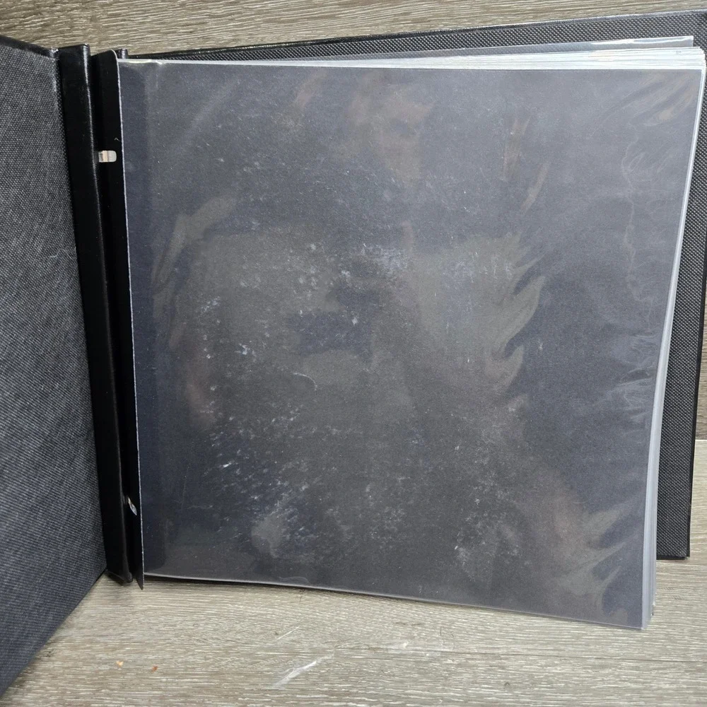 Large Black Leatherette Photo Album Portfolio Book Binder Clear Sleeves Inserts